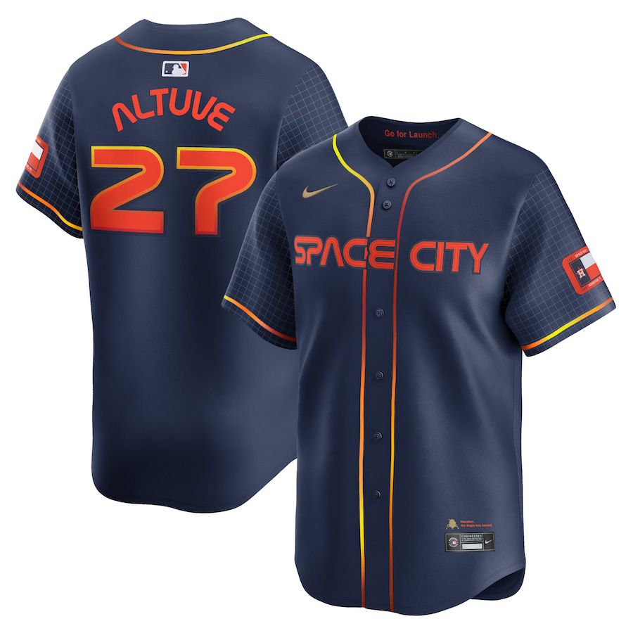 Men Houston Astros 27 Jose Altuve Nike Navy City Connect Limited Player MLB Jersey